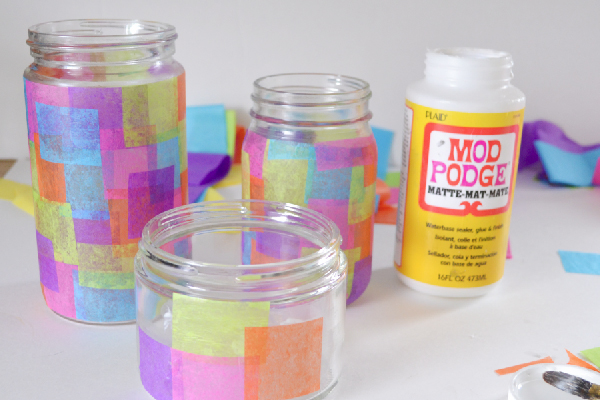 Faux Stained Glass Recycled Jars