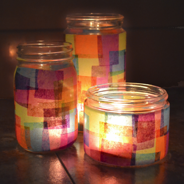 Faux Stained Glass Recycled Jars