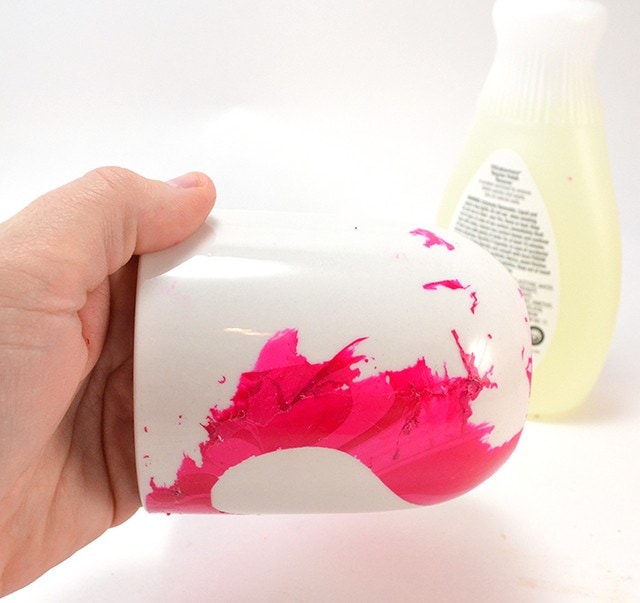 DIY Marbled Love Coffee Mugs Made with Nail Polish