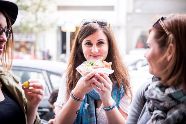 Eating in the streets of Tel Aviv