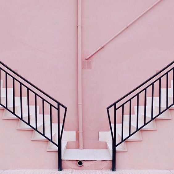 millennial pink staircase