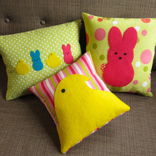 Easter Marshmallow Peeps Throw Pillows