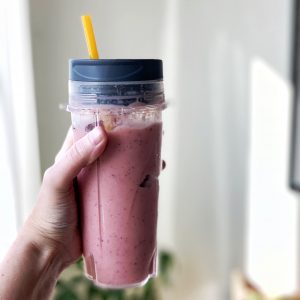 Easy 2-Minute Frozen Fruit Smoothie - For this particular smoothie, I used a frozen "mixed fruit" assortment of sliced peaches, seedless red grapes, pineapple chunks, and strawberries. BUT you can do any frozen fruit you like, which is the beauty of this recipe!