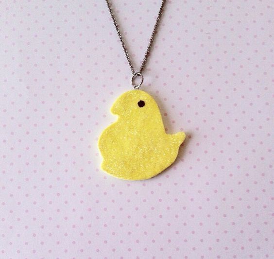 Polymer Clay Marshmallow Chick Necklace