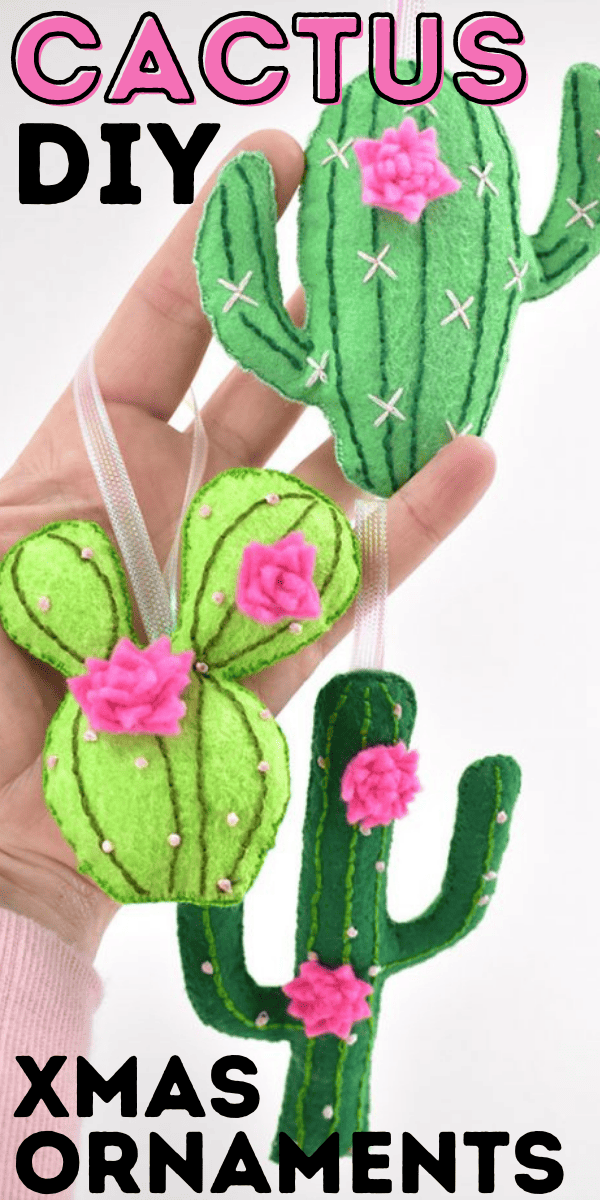 DIY Felt Cactus Christmas Ornaments