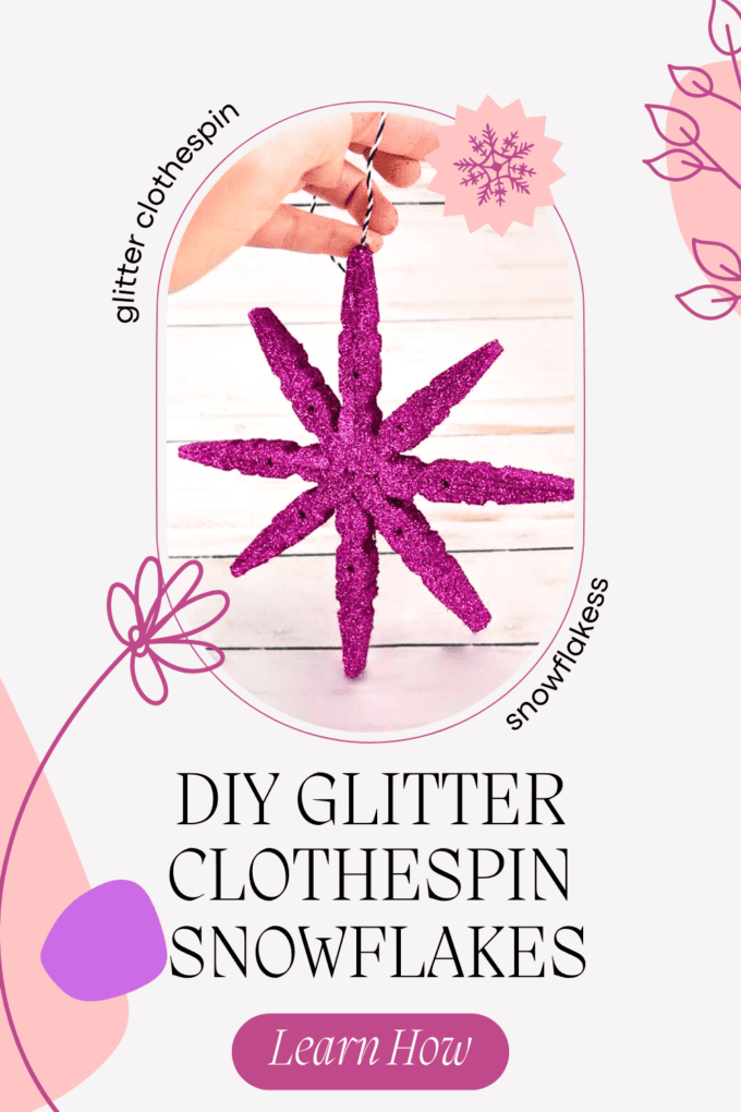 DIY Glitter Clothespin Snowflakes Craft