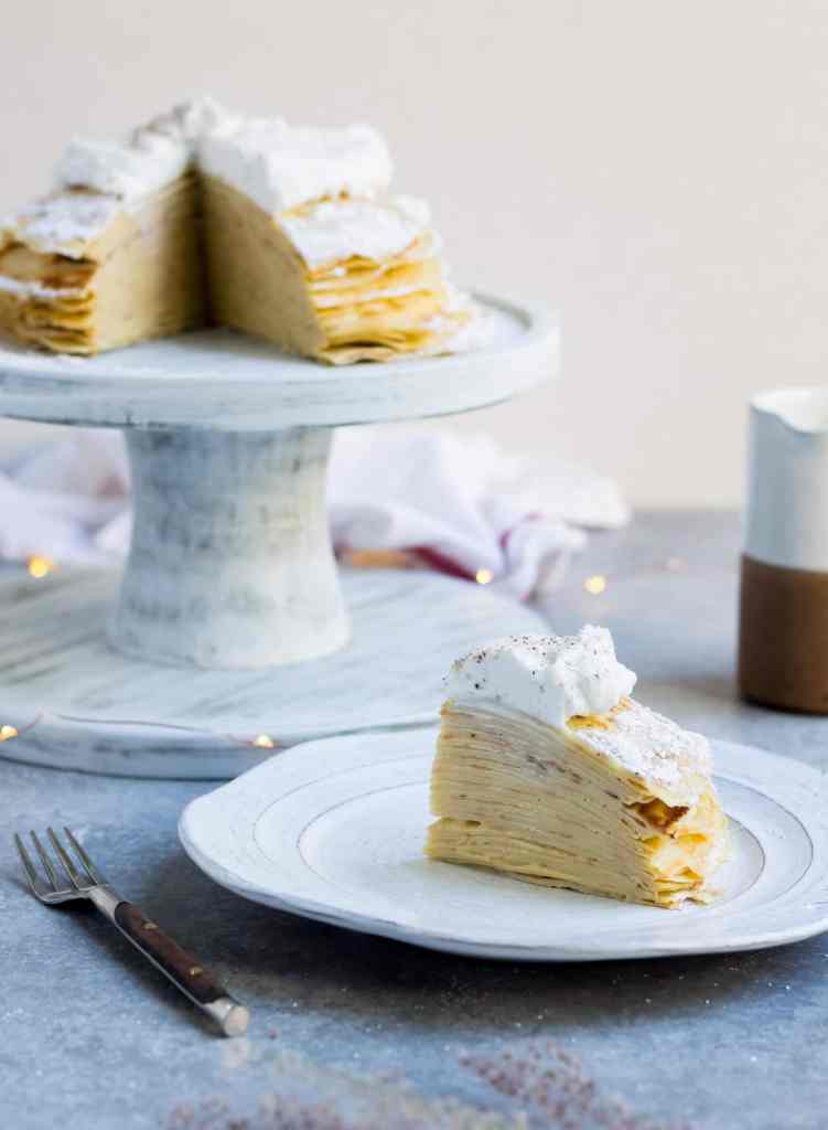 Egg Nog Crepe Cake Recipe by Le Petit Eats