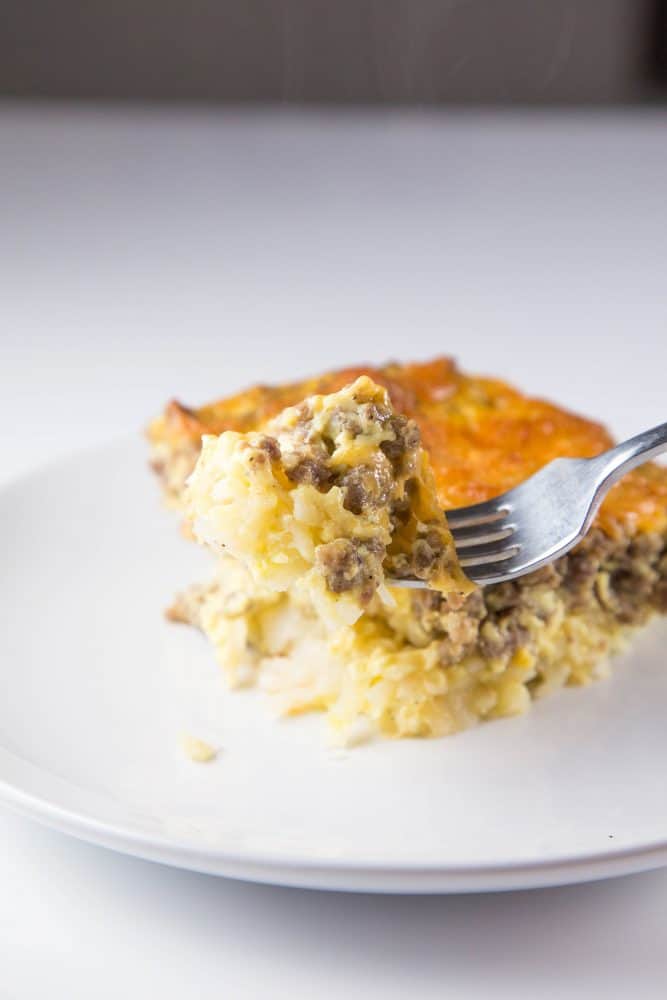 Overnight Cheesy Sausage and Hashbrown Breakfast Casserole Recipe