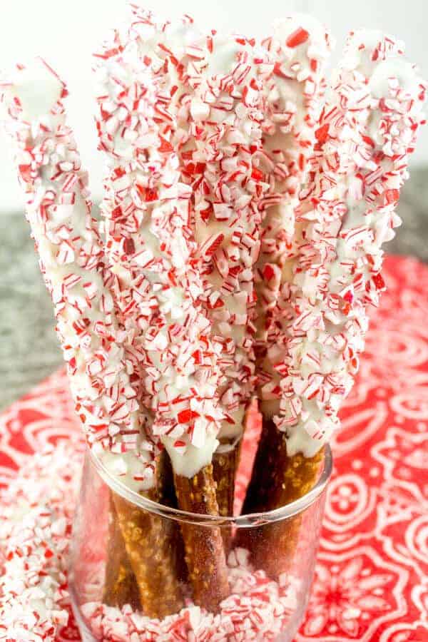 White Chocolate Peppermint Pretzel Rods