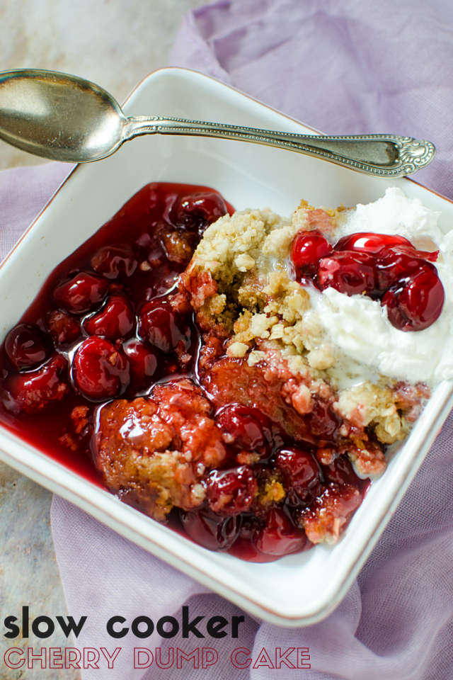 Crockpot Slow Cooker Cherry Cake Mix Dump Cake Recipe