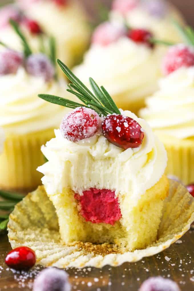 Sparkling Cranberry White Chocolate Cupcakes