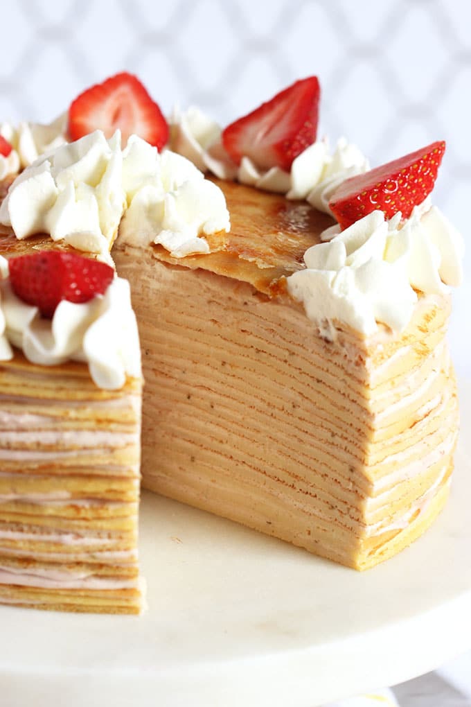 Strawberry Cream Crepe Cake Recipe by The Suburban Soapbox