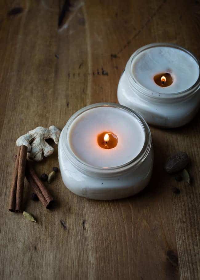 Pretty Chai Candles in Canning Jars