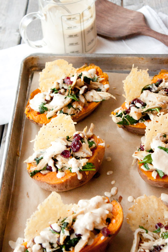 Turkey Caesar Stuffed Sweet Potatoes