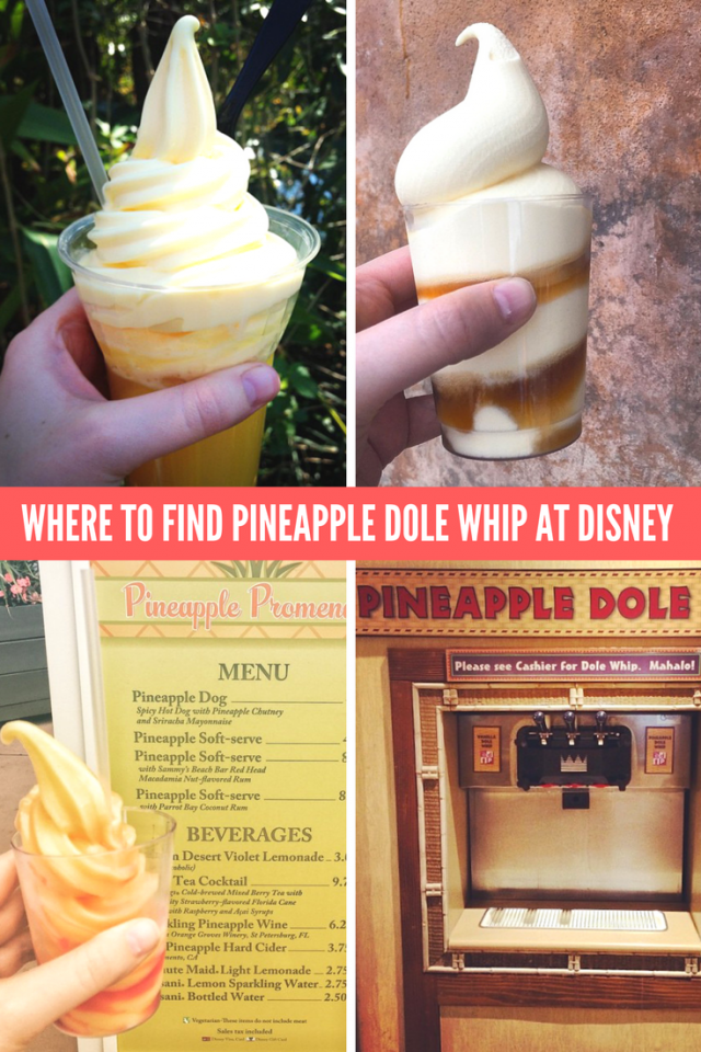 Where to find Pineapple Dole Whip Soft Serve Ice Cream Floats at Disney World and Disneyland parks!