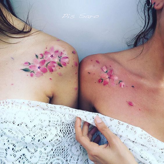 Super rad best friend watercolor tattoos