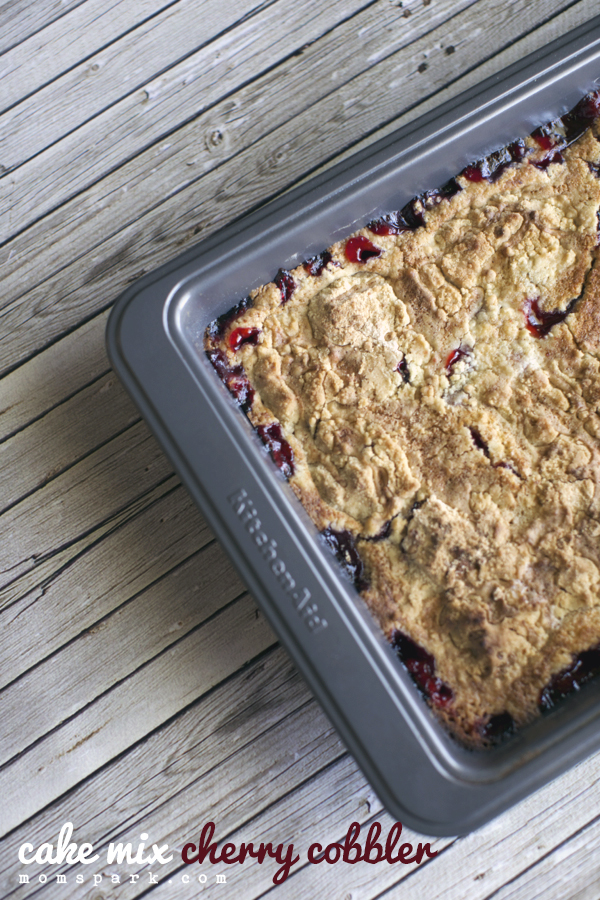 Easy Cherry Cobbler Using Box Cake Mix Recipe (Dump Cake)