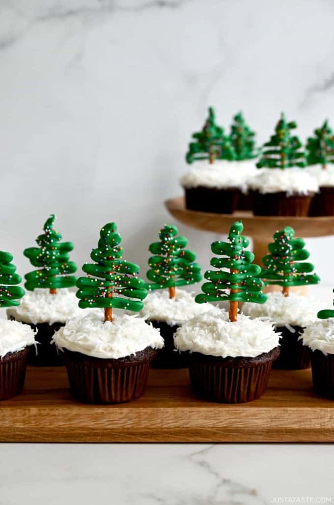 Chocolate Christmas Tree Cupcakes