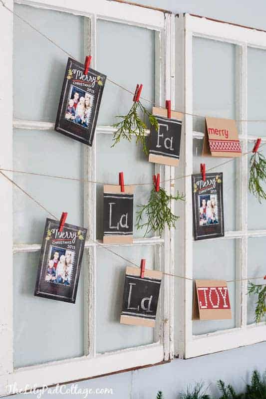 Vintage Window Christmas Card Display