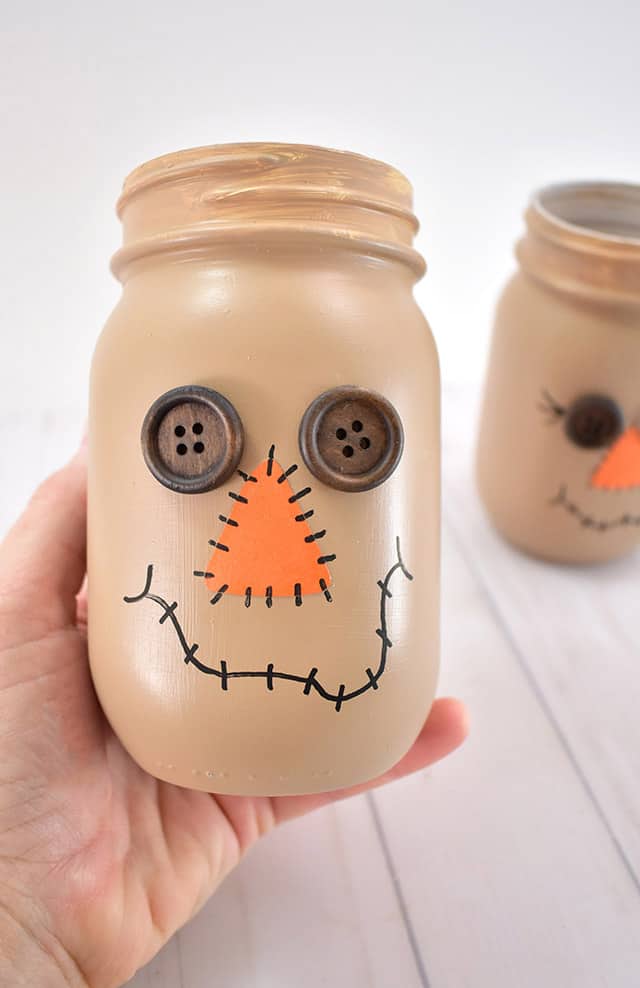 Easy Mason Jar Scarecrows Fall Craft