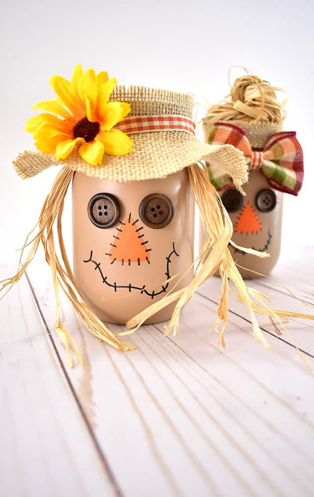 Easy Mason Jar Scarecrows Craft