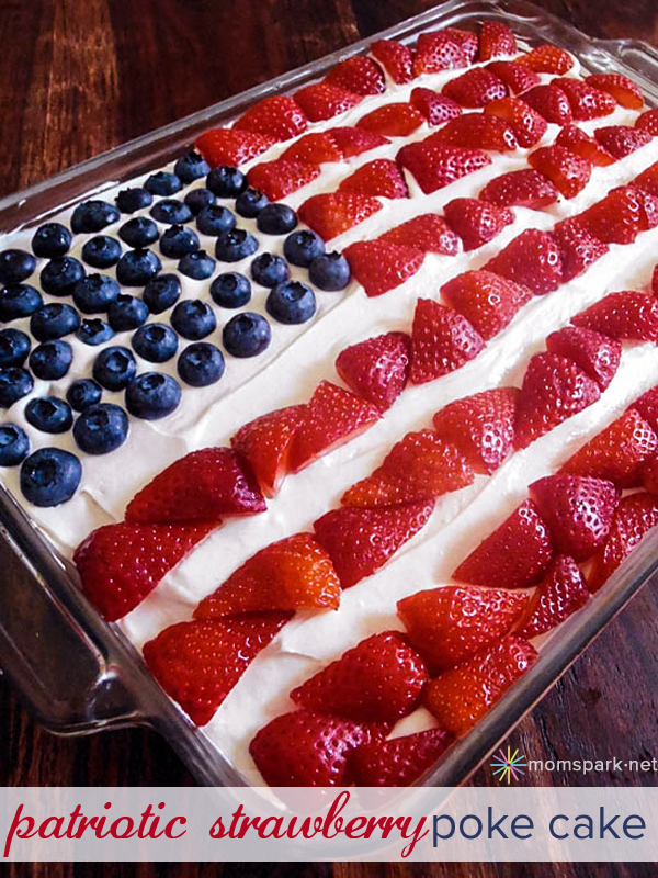 Strawberry Flag Poke Cake