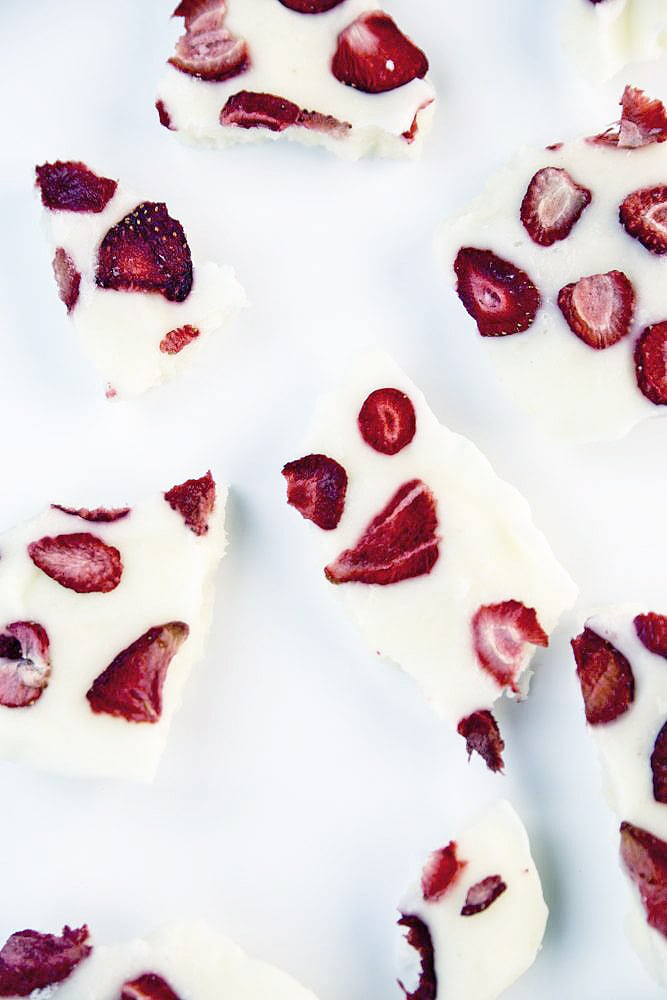 Frozen Strawberry Vanilla Yogurt Bark Recipe